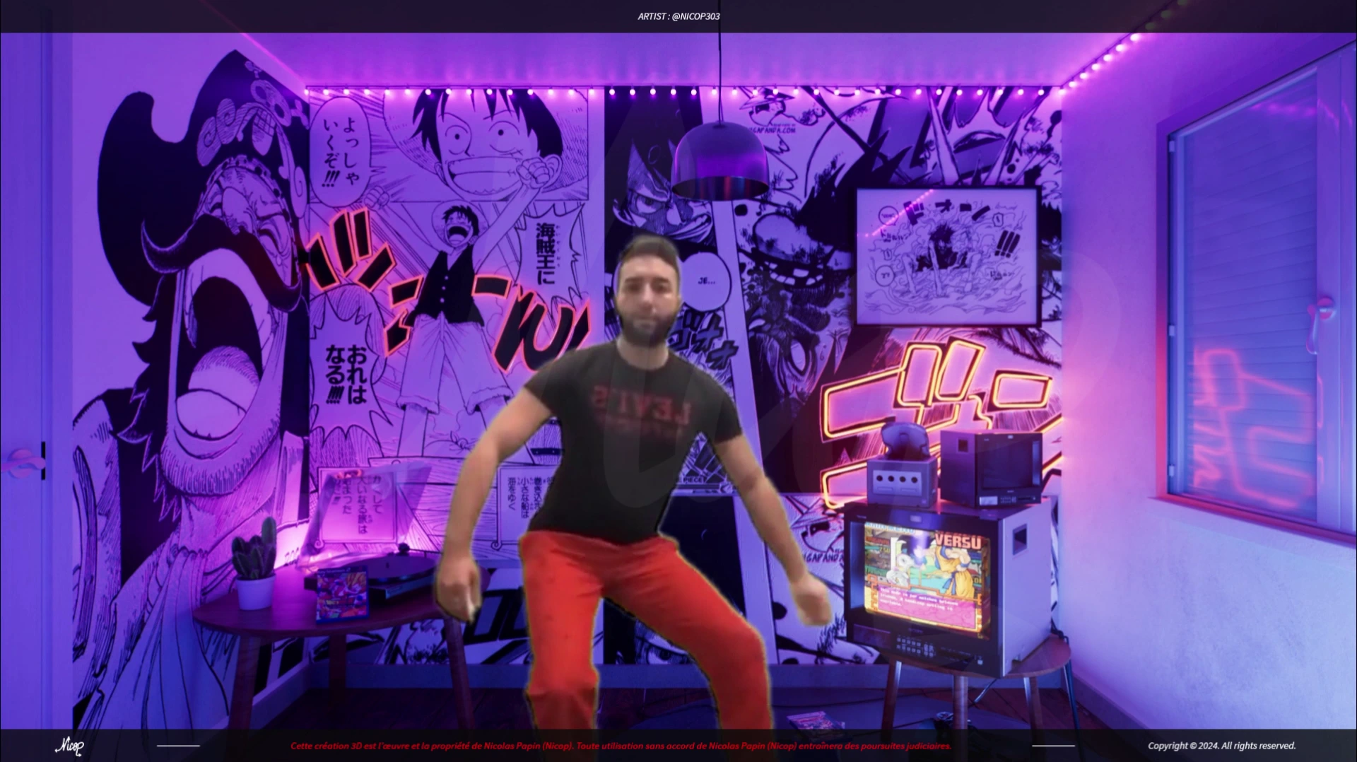 Billy — Décor 3D — Le décor violet en situation avec Billy.