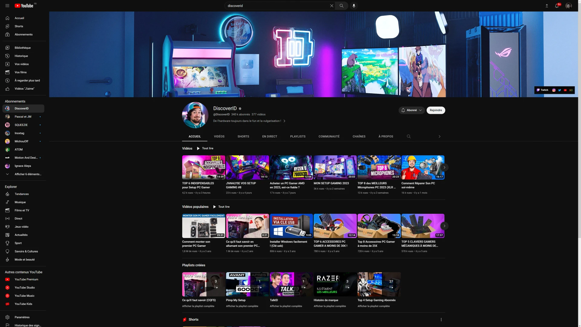 DiscoverID — YouTube Assets — La chaîne YouTube