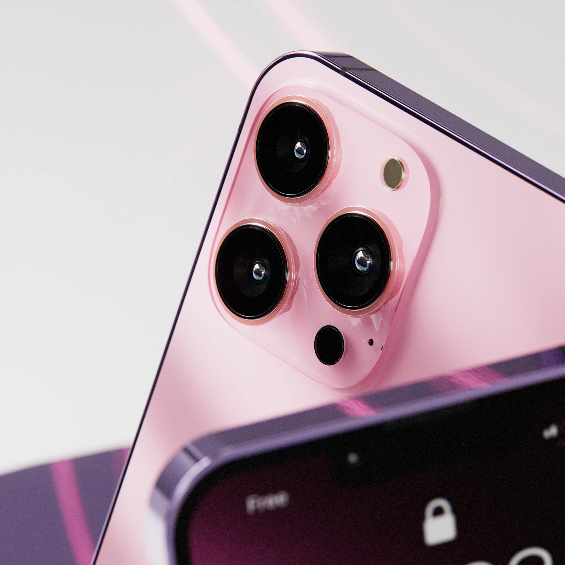 iPhone 13 Pro — Misty Pink — étude 3D, vue 3