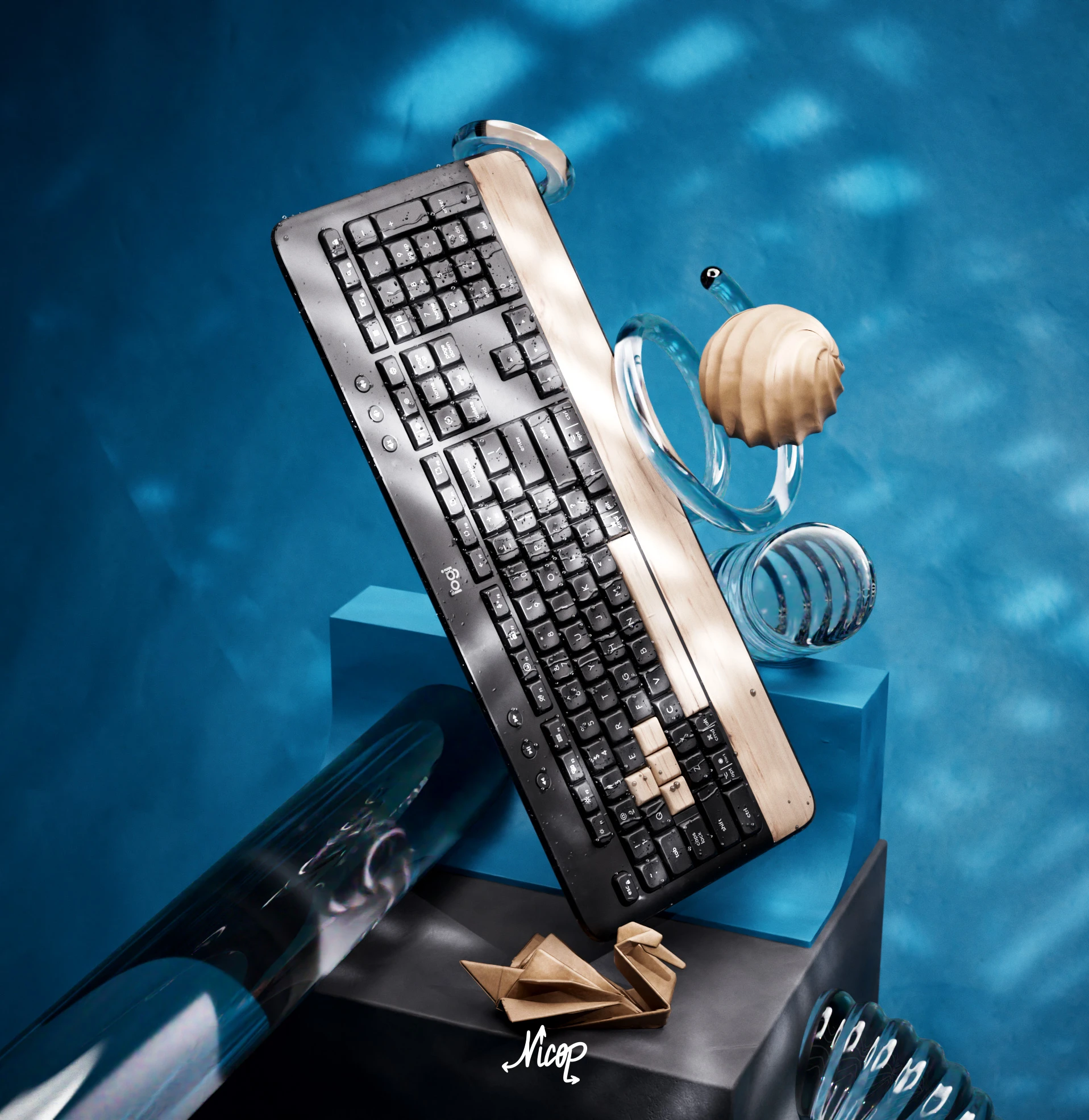 Logitech K650 — CGI — étude 3D, vue 1