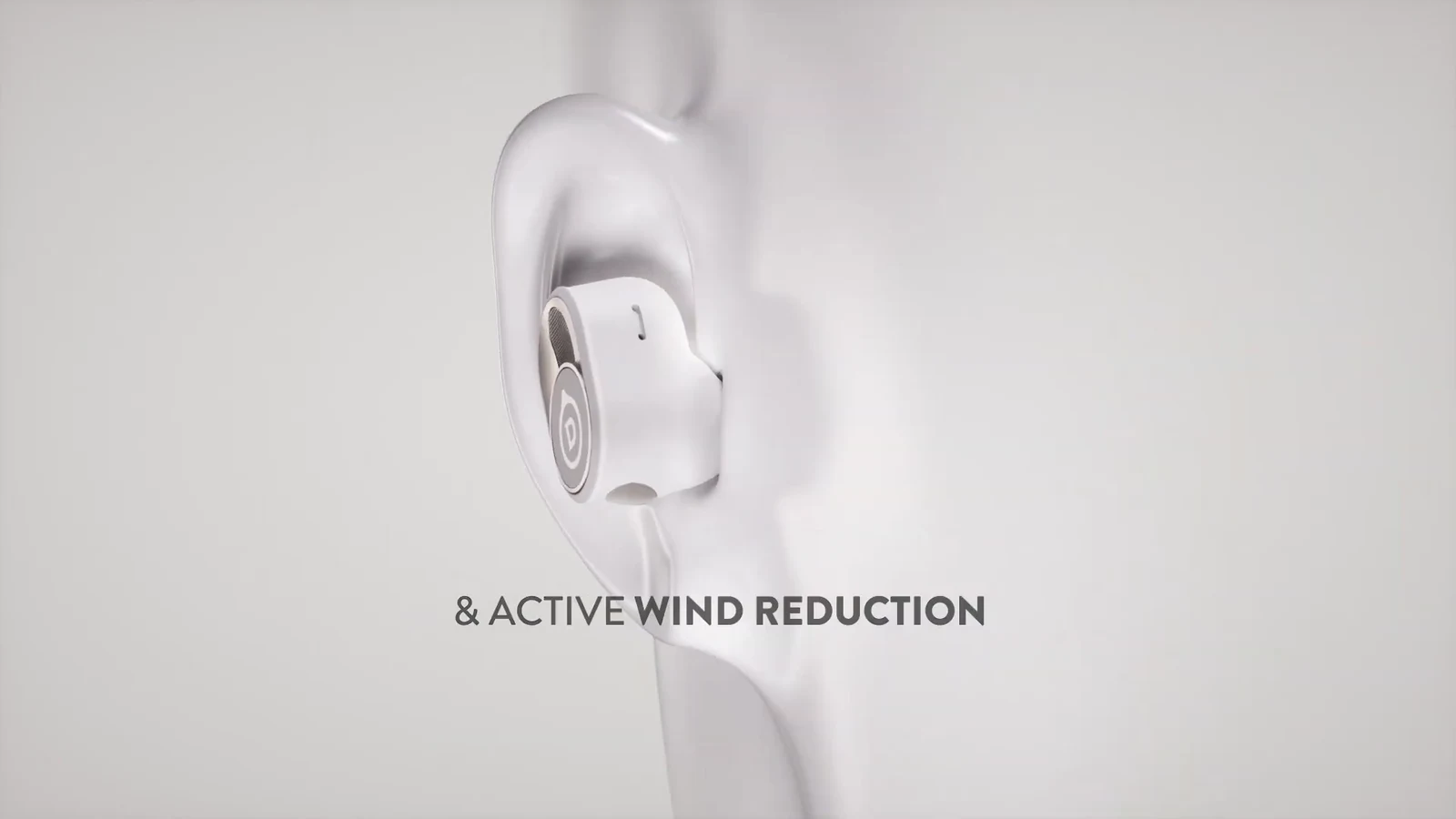 Écouteur Gemini II blanc suspendu sur fond clair.