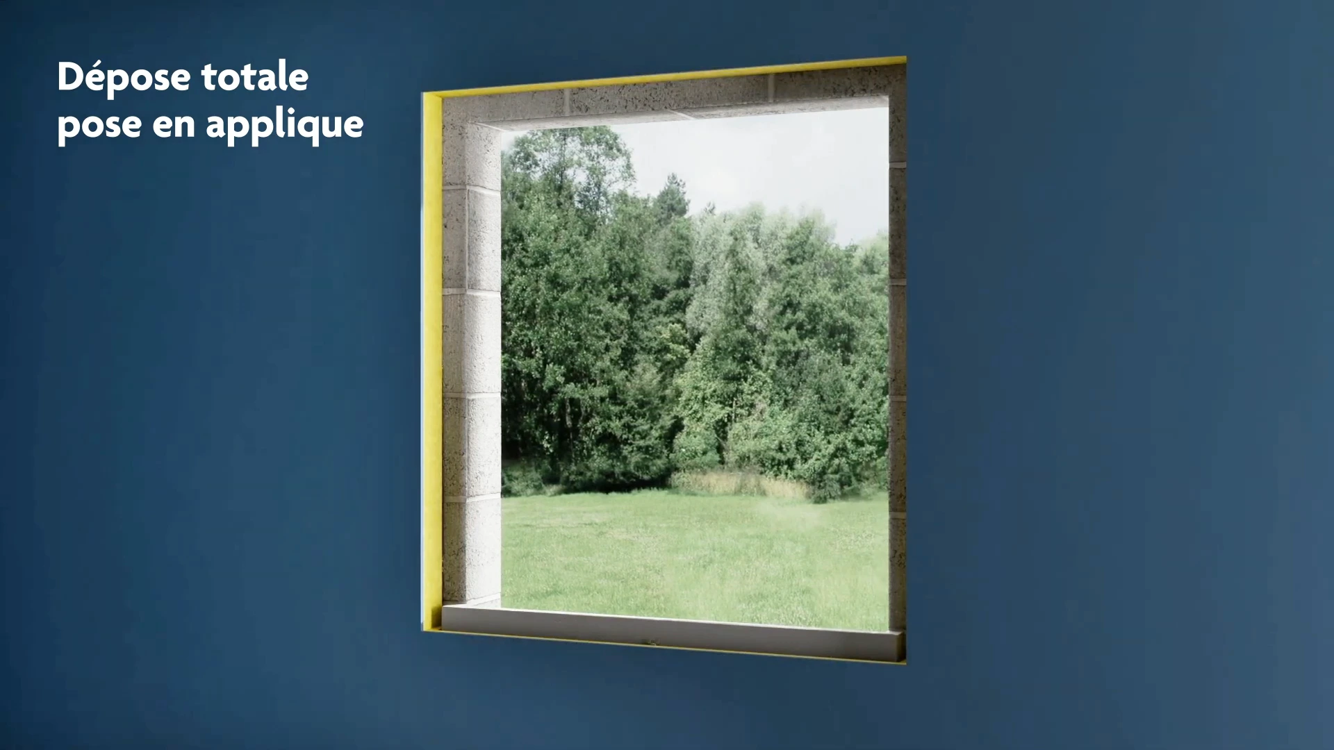 Mise en place du cadre dans un mur bleu, dans le film Pasquet.