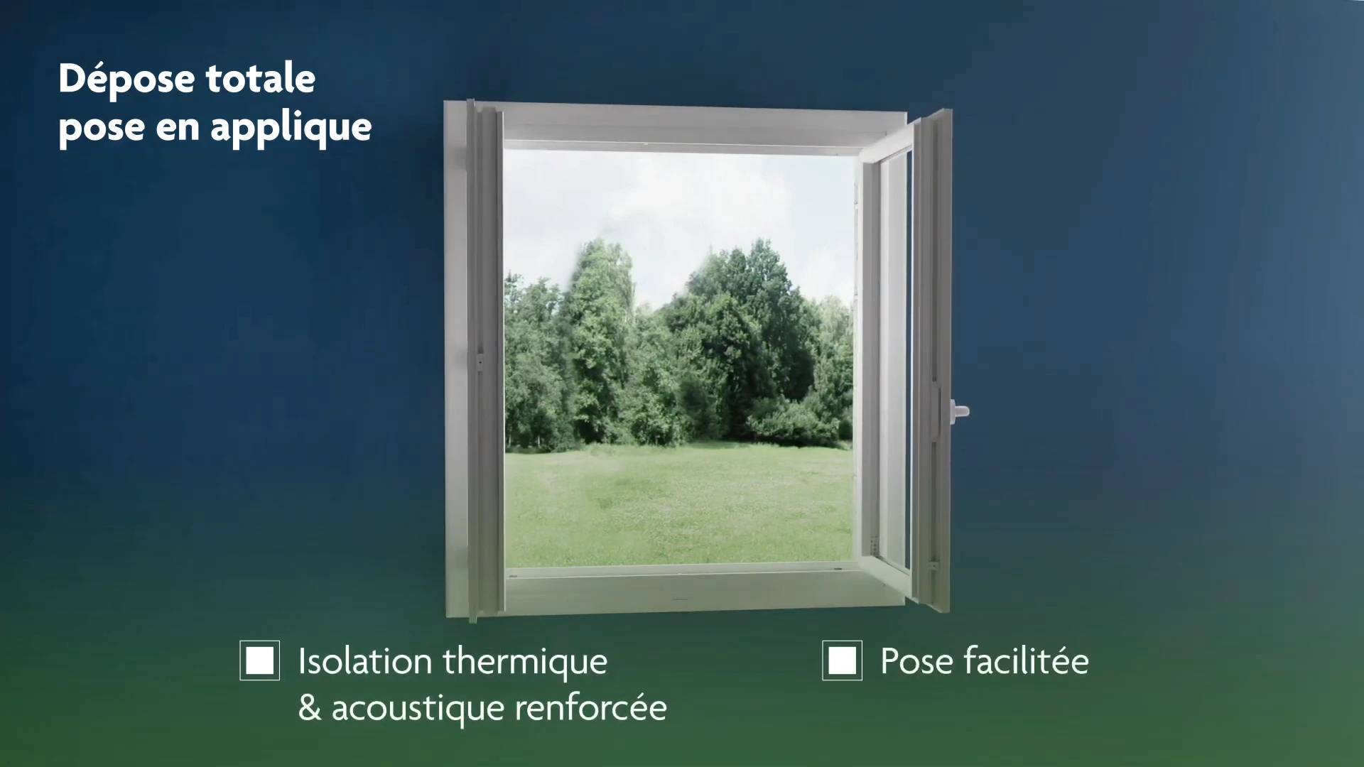 Fenêtre blanche installée dans une pièce aux murs bleus.